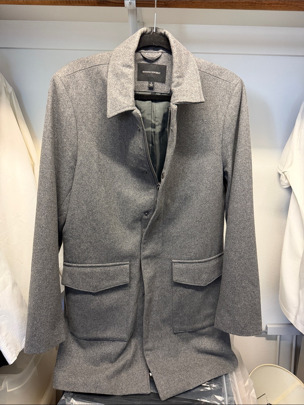 Banana Republic Men’s Gray Wool-Blend Pea Coat